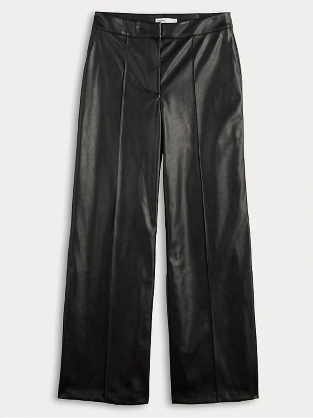 NINE WEST FAUX LEATHER MINERAL BLACK WIDE LEG PLEATED PANTS SZ 12 NWT